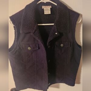 Sigrid Olsen Sport Black Denim Sherpa-Lined Vest